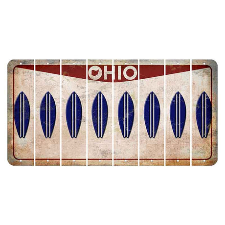 Ohio Pride Cut License Plate Strips (Set of 8) Surfboard