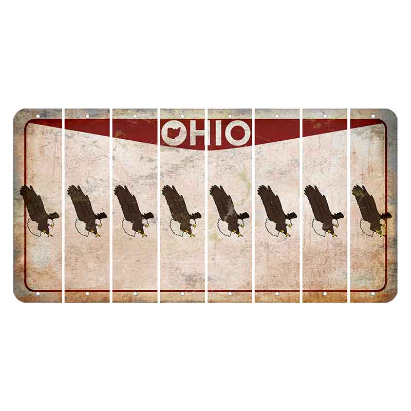 Ohio Pride Cut License Plate Strips (Set of 8) Bald Eagle