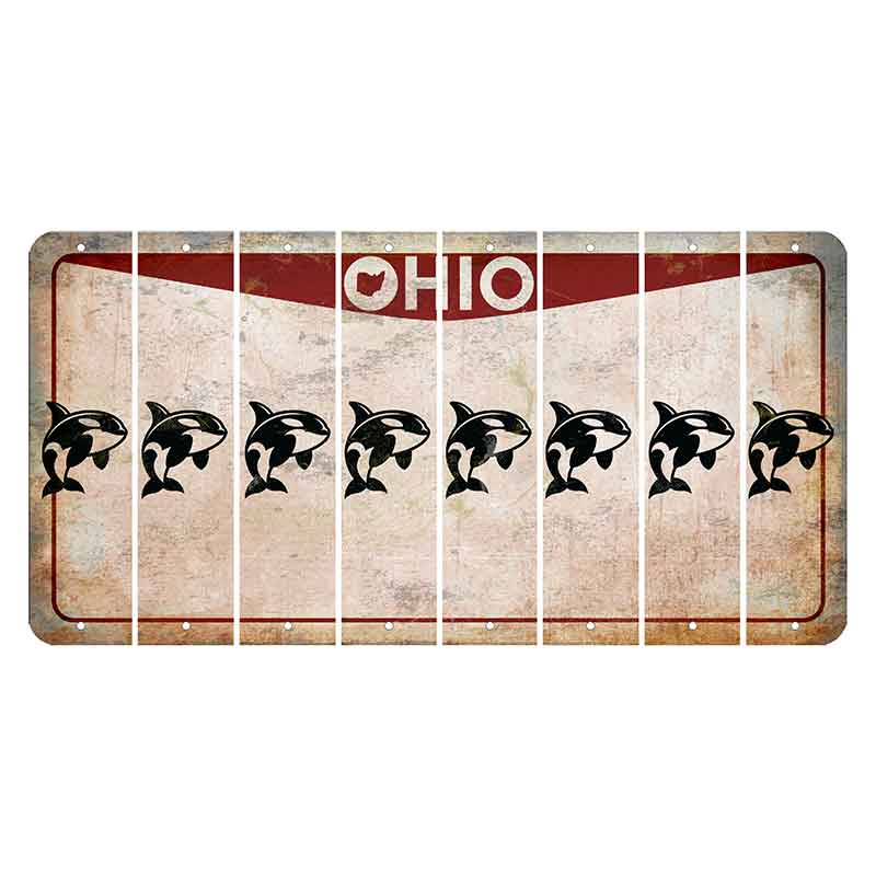 Ohio Pride Cut License Plate Strips (Set of 8) Whale