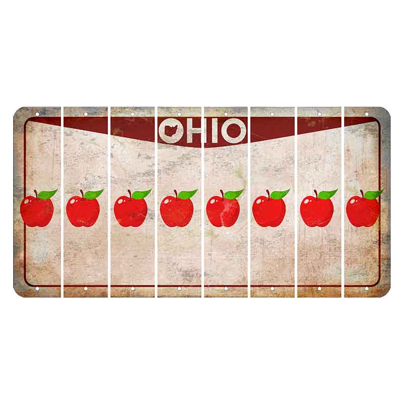 Ohio Pride Cut License Plate Strips (Set of 8) Apple