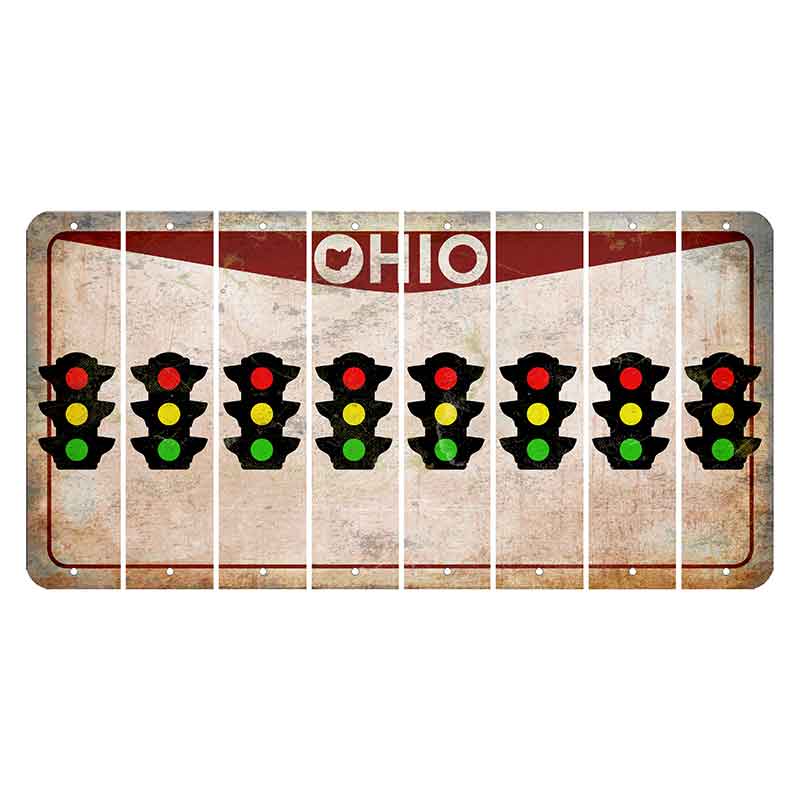 Ohio Pride Cut License Plate Strips (Set of 8) Traffic Light