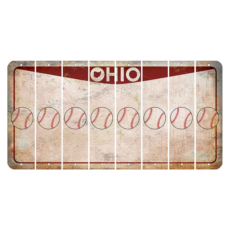 Ohio Pride Cut License Plate Strips (Set of 8) Baseball