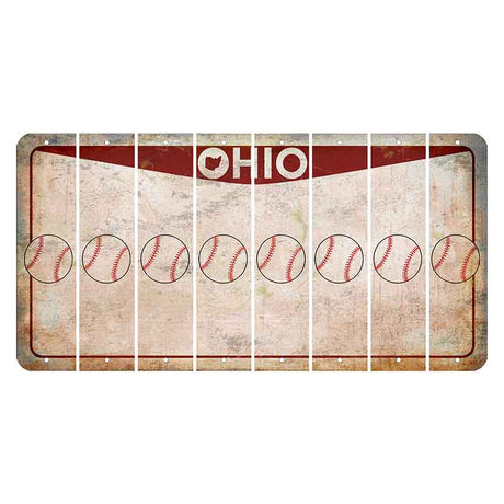 Ohio Pride Cut License Plate Strips (Set of 8) Baseball