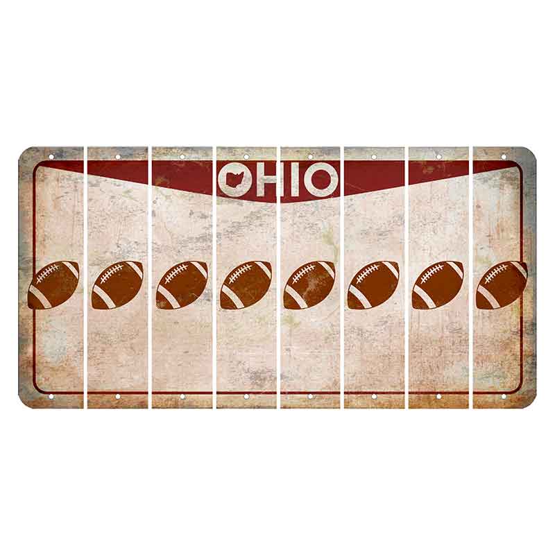 Ohio Pride Cut License Plate Strips (Set of 8) Football