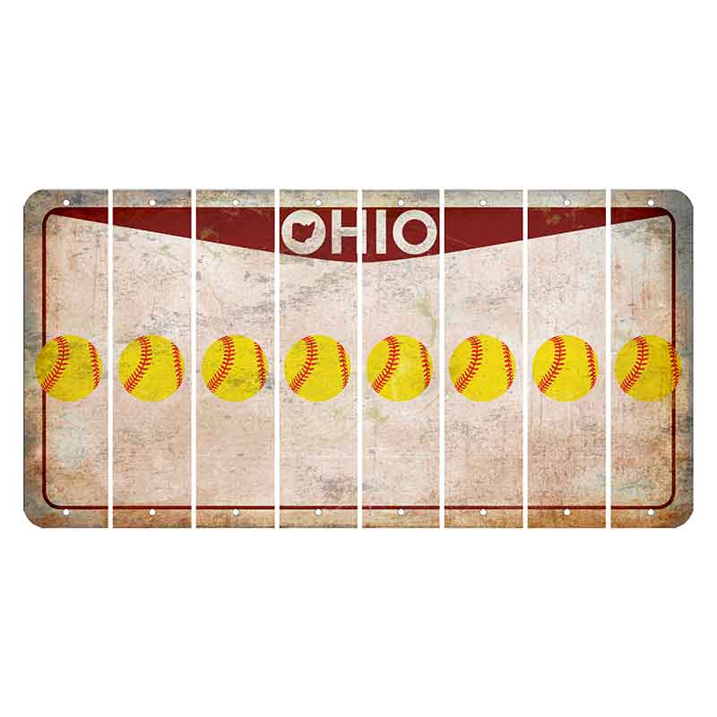 Ohio Pride Cut License Plate Strips (Set of 8) Softball