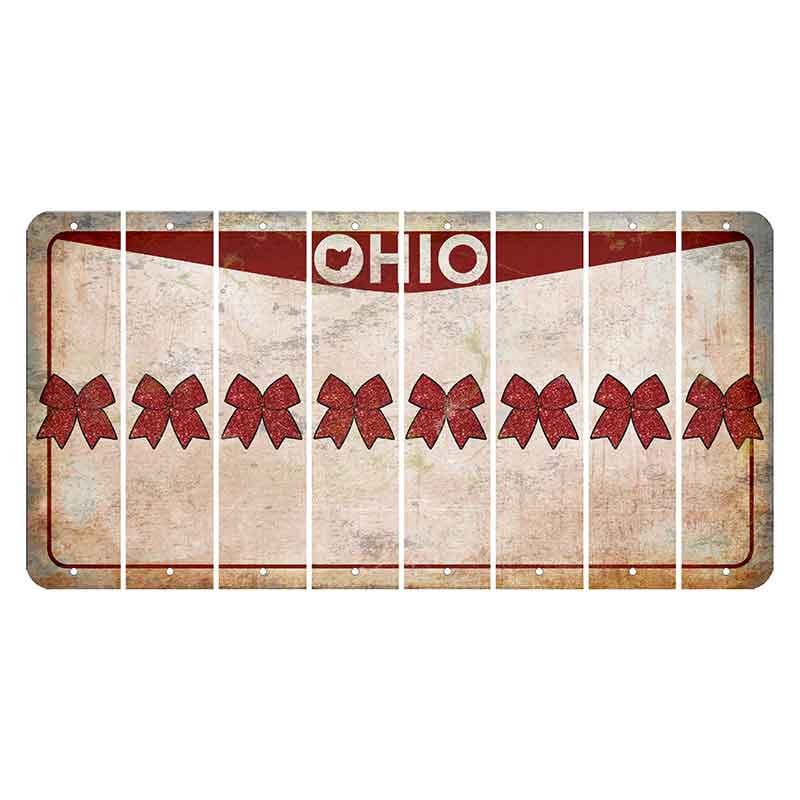 Ohio Pride Cut License Plate Strips (Set of 8) Cheer Bow