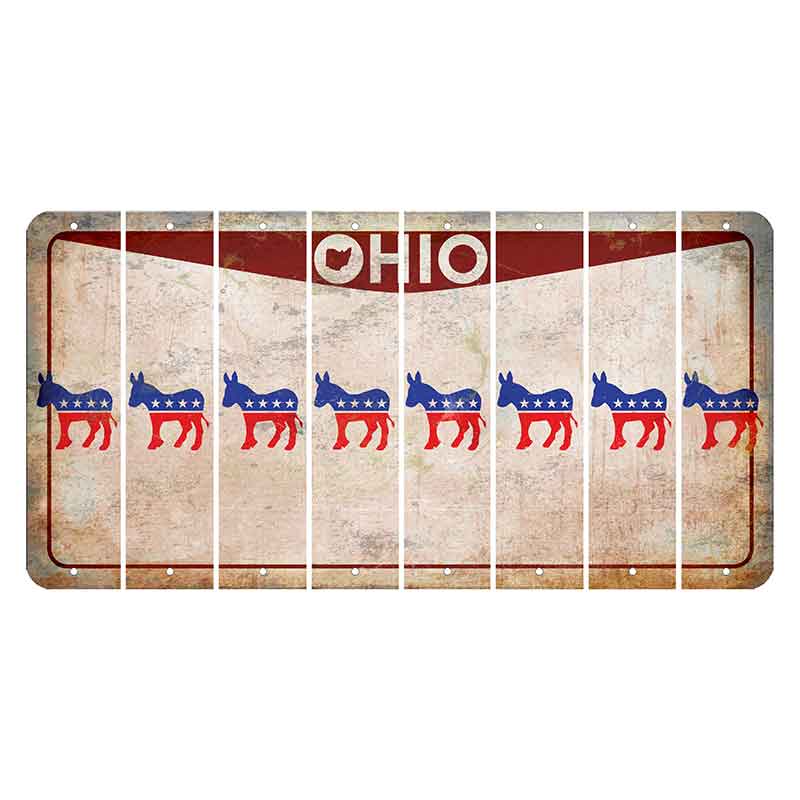 Ohio Pride Cut License Plate Strips (Set of 8) Democrat