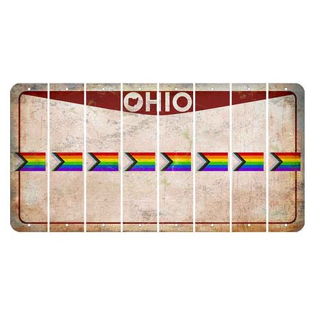 Ohio Pride Cut License Plate Strips (Set of 8) LGBTQ Flag