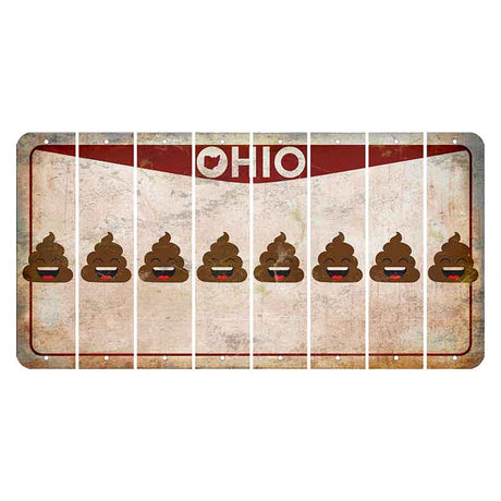 Ohio Pride Cut License Plate Strips (Set of 8) Emoji - Poop