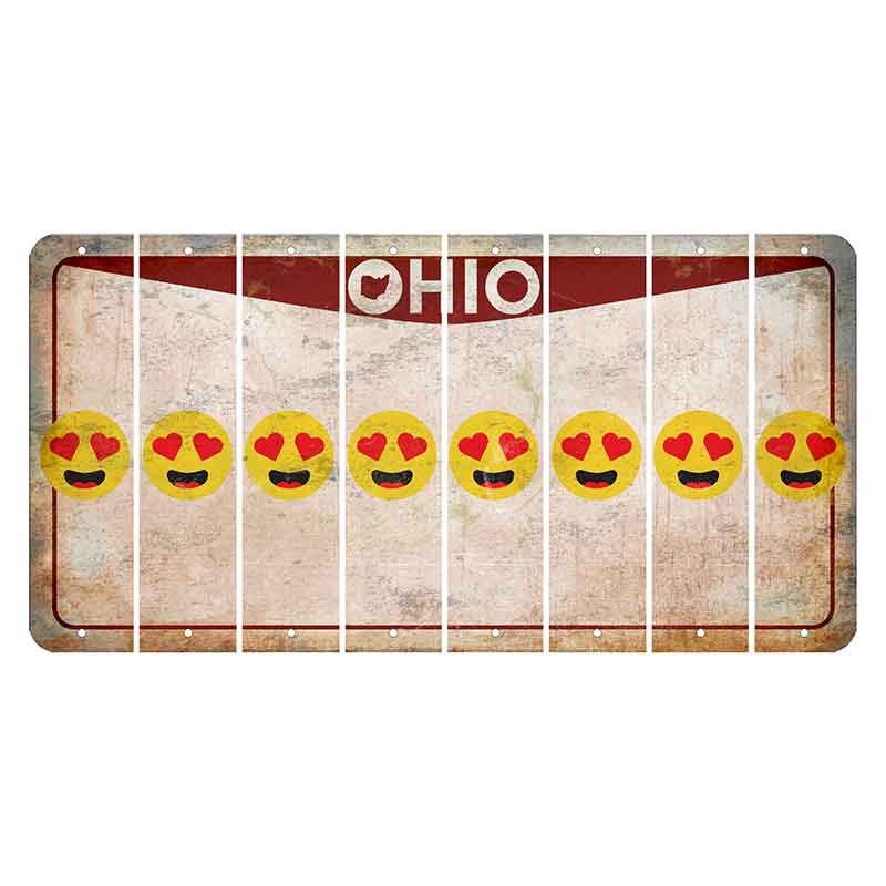 Ohio Pride Cut License Plate Strips (Set of 8) Emoji - Heart Eyes