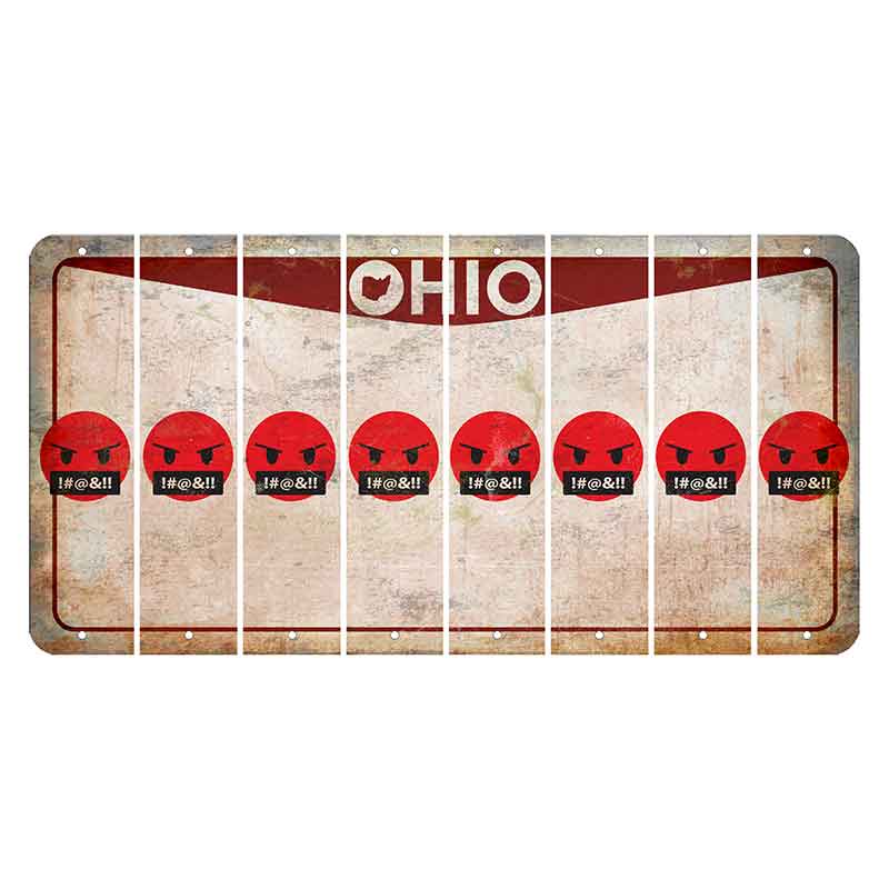 Ohio Pride Cut License Plate Strips (Set of 8) Emoji - Pissed