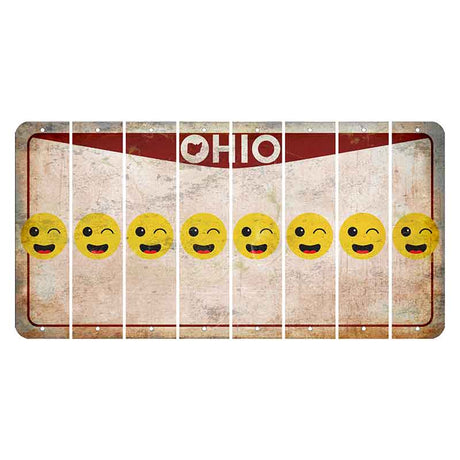 Ohio Pride Cut License Plate Strips (Set of 8) Emoji - Winking