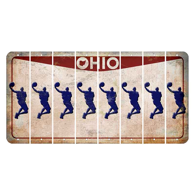 Ohio Pride Cut License Plate Strips (Set of 8) Basketball Player