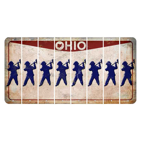 Ohio Pride Cut License Plate Strips (Set of 8) Fireman with Axe