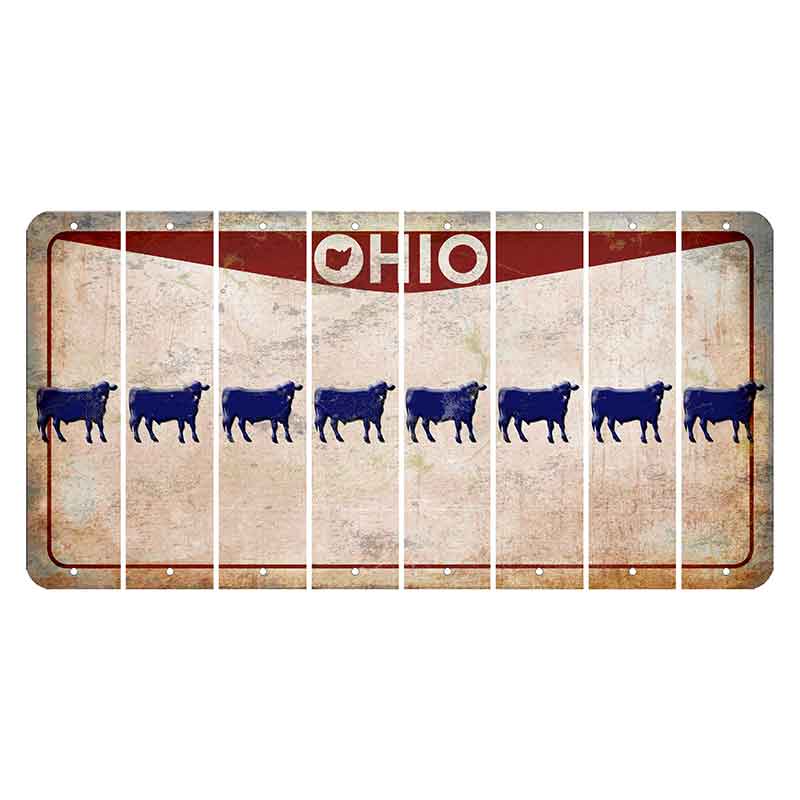 Ohio Pride Cut License Plate Strips (Set of 8) Dairy Cow