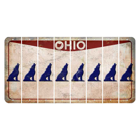 Ohio Pride Cut License Plate Strips (Set of 8) Howling Wolf