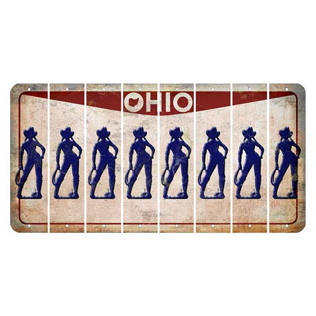 Ohio Pride Cut License Plate Strips (Set of 8) Cowgirl