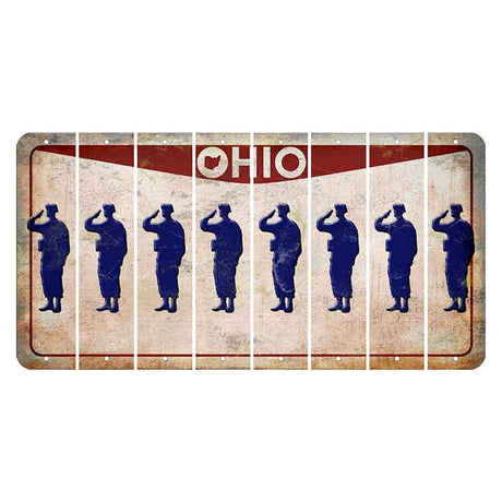 Ohio Pride Cut License Plate Strips (Set of 8) Soldier - Saluting