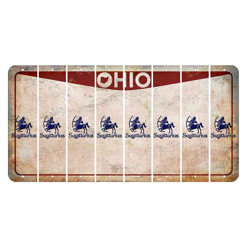 Ohio Pride Cut License Plate Strips (Set of 8) Zodiac Sign - Sagittarius