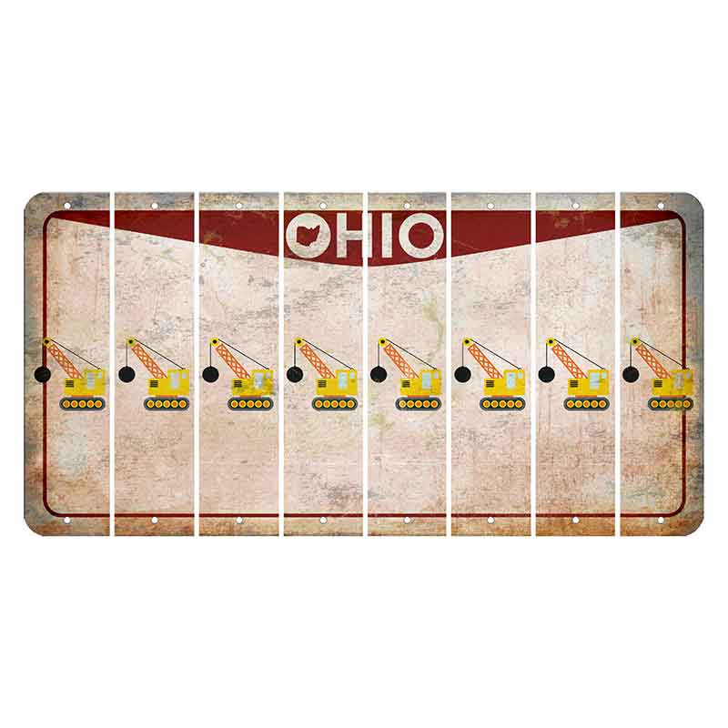 Ohio Pride Cut License Plate Strips (Set of 8) Wrecking Ball Crane