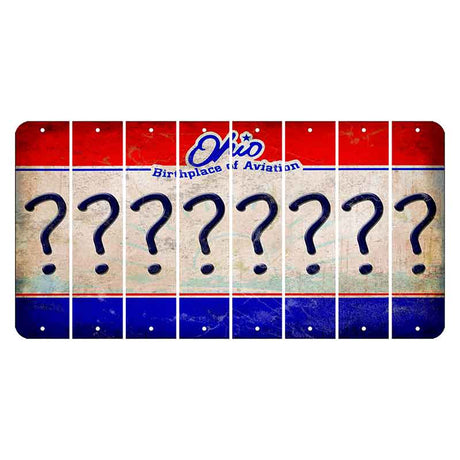 Ohio Sunburst Cut License Plate Strips (Set of 8) Question Mark