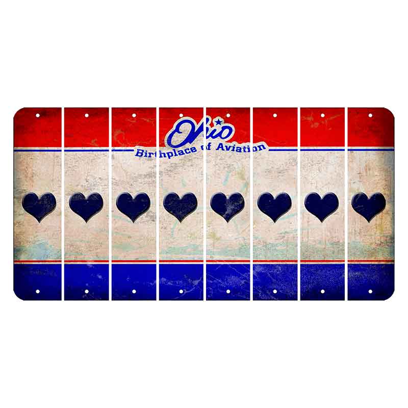 Ohio Sunburst Cut License Plate Strips (Set of 8) Heart