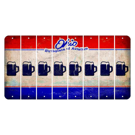 Ohio Sunburst Cut License Plate Strips (Set of 8) Beer Mug