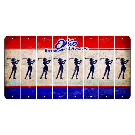 Ohio Sunburst Cut License Plate Strips (Set of 8) Female Golfer