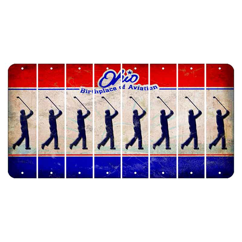 Ohio Sunburst Cut License Plate Strips (Set of 8) Male Golfer