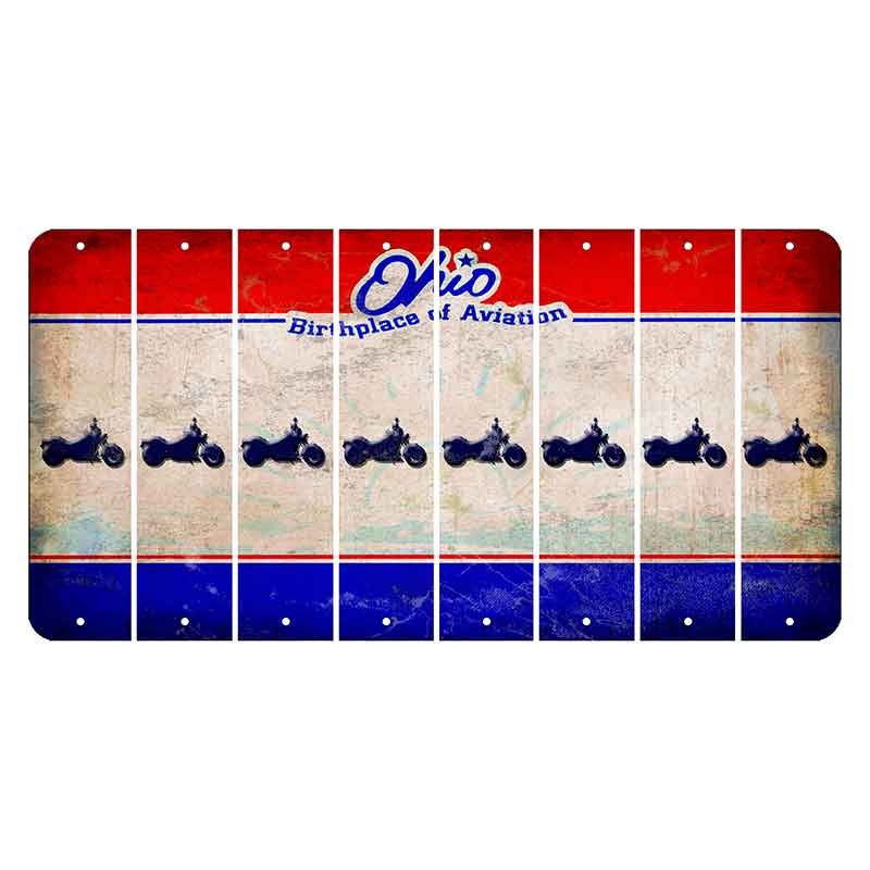 Ohio Sunburst Cut License Plate Strips (Set of 8) Motorcycle
