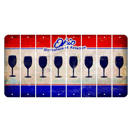 Ohio Sunburst Cut License Plate Strips (Set of 8) Wine Glass