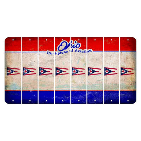 Ohio Sunburst Cut License Plate Strips (Set of 8) State Flag