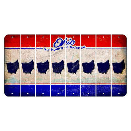 Ohio Sunburst Cut License Plate Strips (Set of 8) State Silhouette