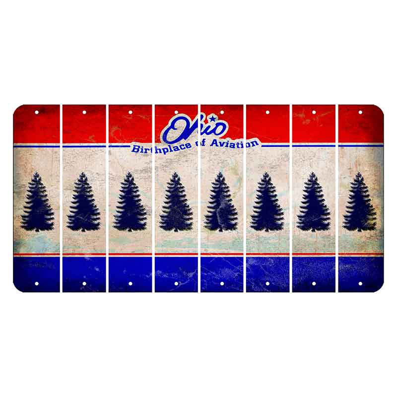 Ohio Sunburst Cut License Plate Strips (Set of 8) Pine Tree