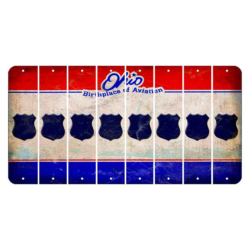 Ohio Sunburst Cut License Plate Strips (Set of 8) Police Badge