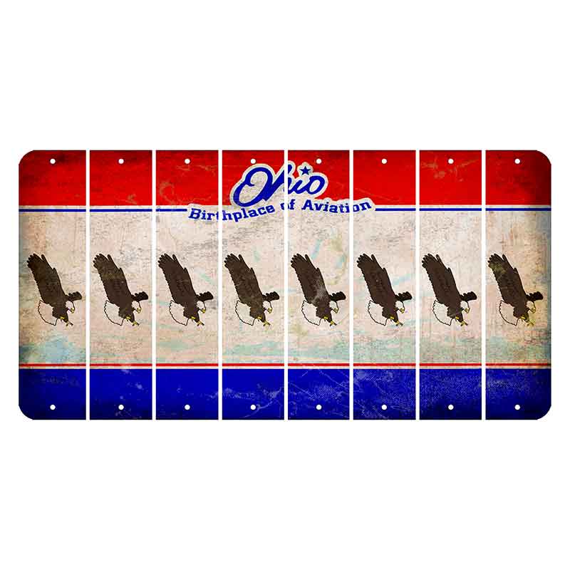 Ohio Sunburst Cut License Plate Strips (Set of 8) Bald Eagle