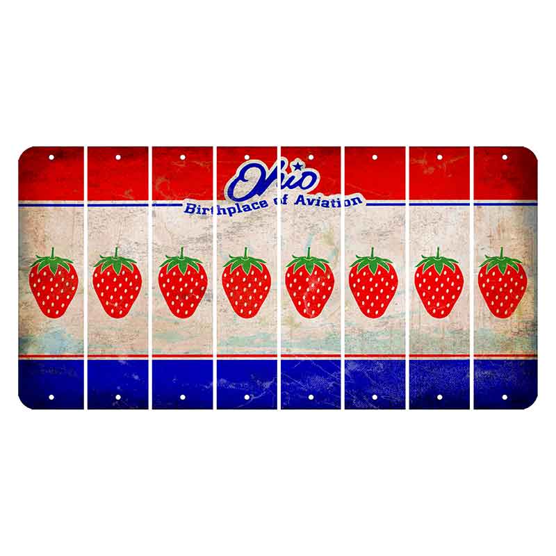 Ohio Sunburst Cut License Plate Strips (Set of 8) Strawberry