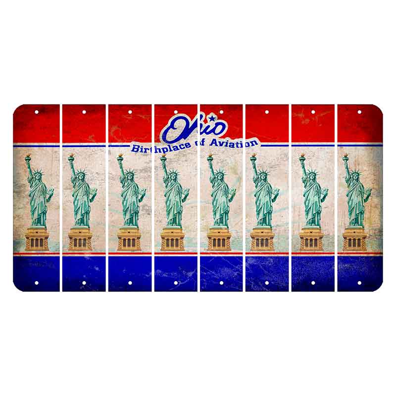 Ohio Sunburst Cut License Plate Strips (Set of 8) Statue of Liberty