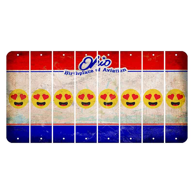 Ohio Sunburst Cut License Plate Strips (Set of 8) Emoji - Heart Eyes