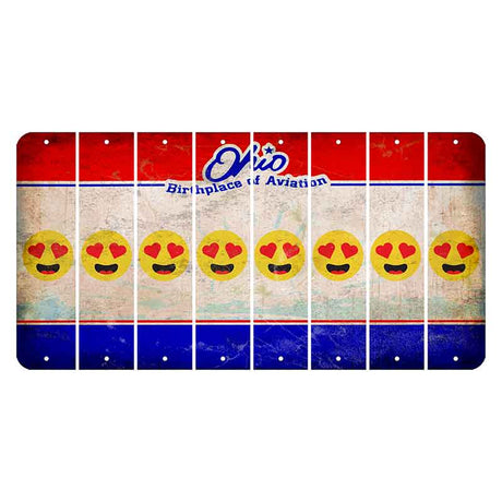 Ohio Sunburst Cut License Plate Strips (Set of 8) Emoji - Heart Eyes