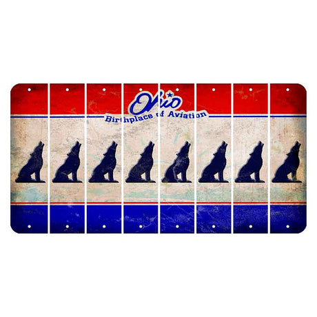 Ohio Sunburst Cut License Plate Strips (Set of 8) Howling Wolf