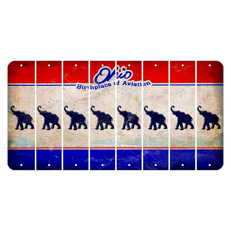 Ohio Sunburst Cut License Plate Strips (Set of 8) Elephant