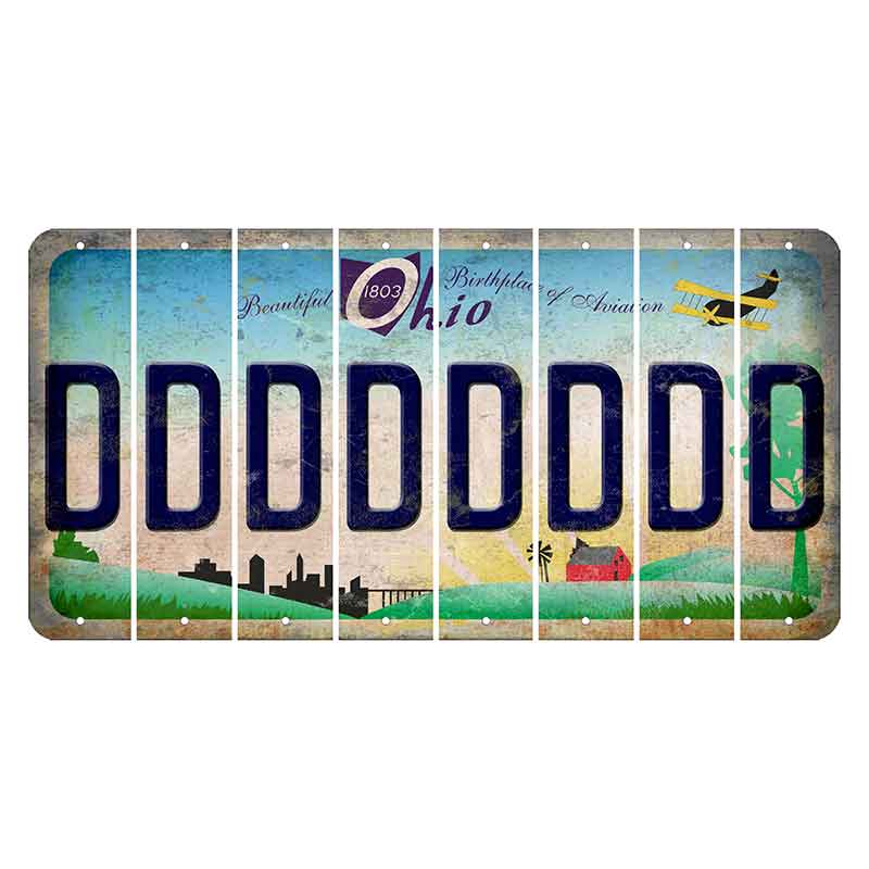 Beautiful Ohio Cut License Plate Strips (Set of 8) D