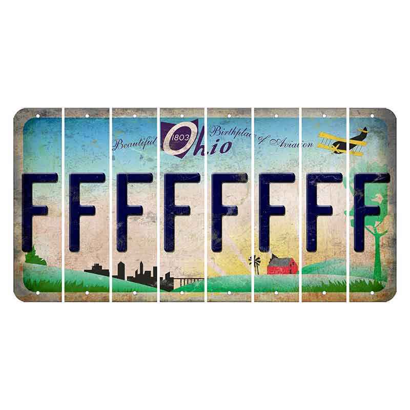 Beautiful Ohio Cut License Plate Strips (Set of 8) F