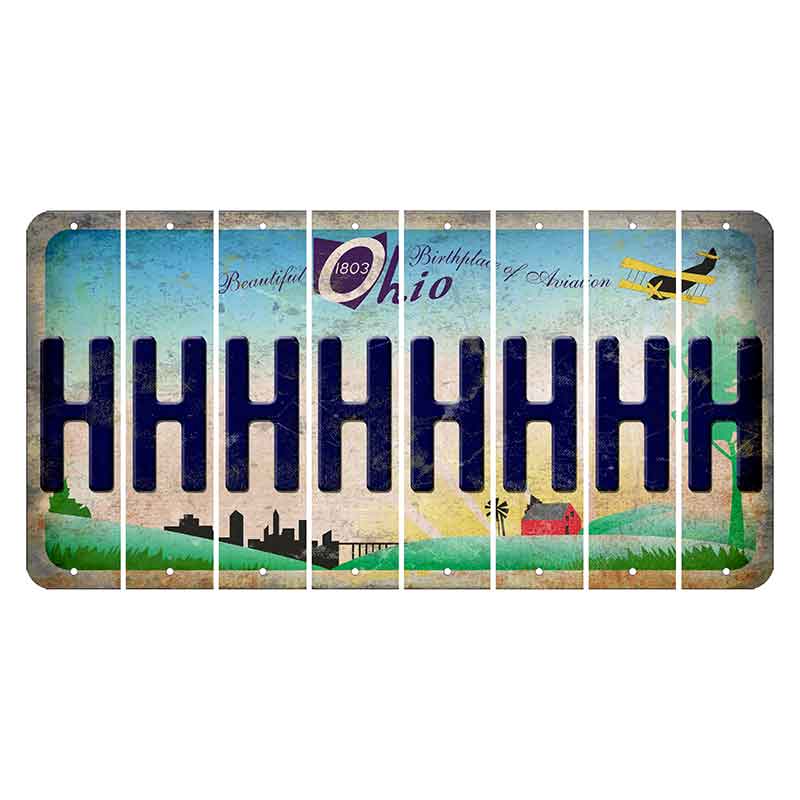 Beautiful Ohio Cut License Plate Strips (Set of 8) H