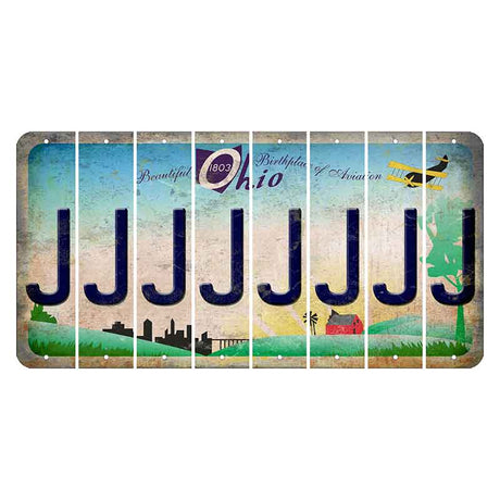 Beautiful Ohio Cut License Plate Strips (Set of 8) J