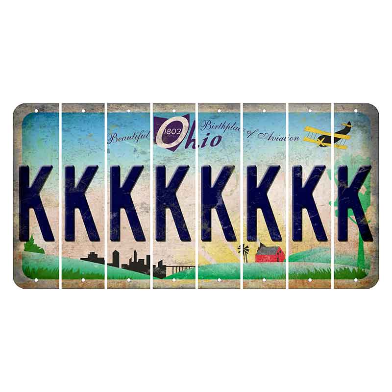 Beautiful Ohio Cut License Plate Strips (Set of 8) K