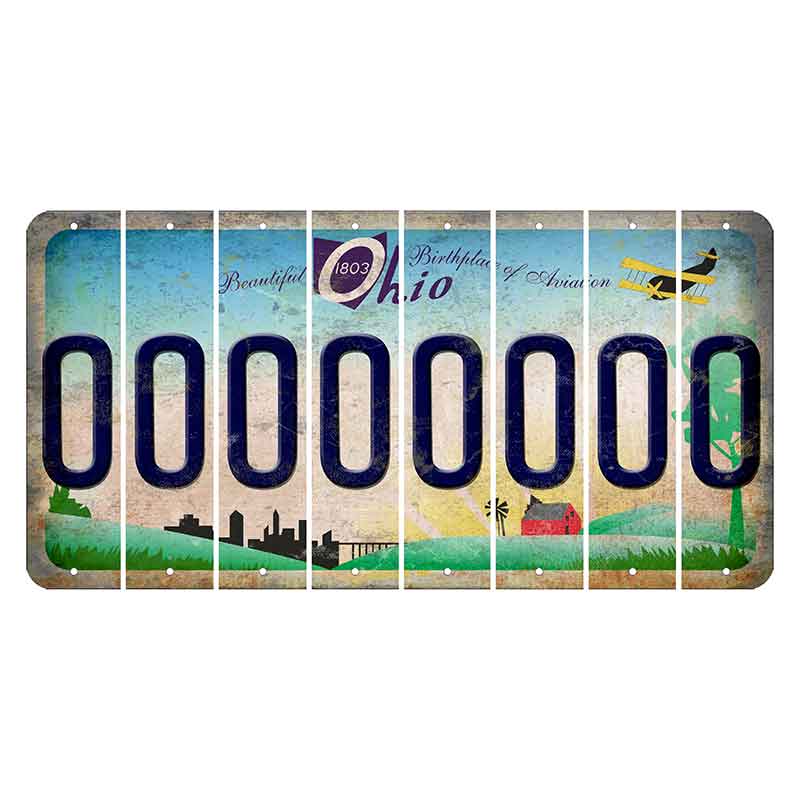 Beautiful Ohio Cut License Plate Strips (Set of 8) O