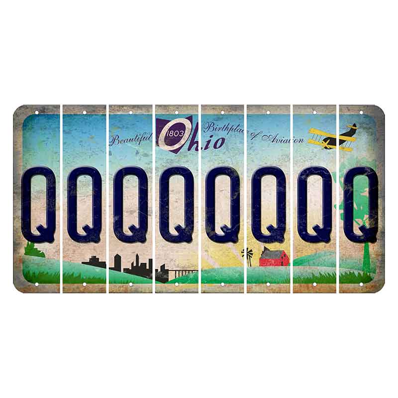 Beautiful Ohio Cut License Plate Strips (Set of 8) Q