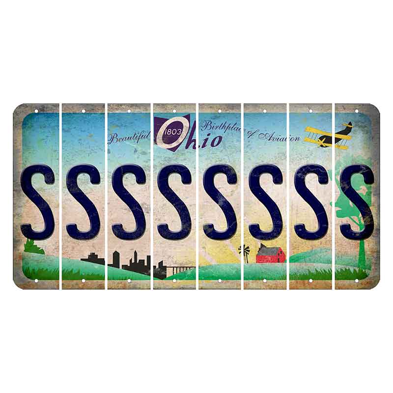 Beautiful Ohio Cut License Plate Strips (Set of 8) S